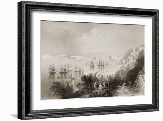 Cobh Harbour, Cork, Ireland, from 'scenery and Antiquities of Ireland' by George Virtue, 1860S-William Henry Bartlett-Framed Giclee Print