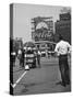 Coca Cola Sign and Thermometer Registering 100 Degrees during Columbus Circle Heat Wave in NY-Marie Hansen-Stretched Canvas