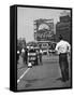 Coca Cola Sign and Thermometer Registering 100 Degrees during Columbus Circle Heat Wave in NY-Marie Hansen-Framed Stretched Canvas