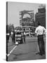 Coca Cola Sign and Thermometer Registering 100 Degrees during Columbus Circle Heat Wave in NY-Marie Hansen-Stretched Canvas