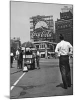 Coca Cola Sign and Thermometer Registering 100 Degrees during Columbus Circle Heat Wave in NY-Marie Hansen-Mounted Photographic Print