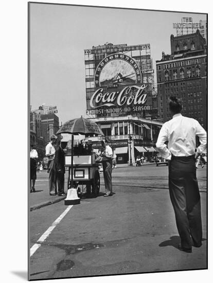 Coca Cola Sign and Thermometer Registering 100 Degrees during Columbus Circle Heat Wave in NY-Marie Hansen-Mounted Photographic Print