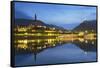 Cochem at dusk, Rhineland-Palatinate, Germany, Europe-Ian Trower-Framed Stretched Canvas