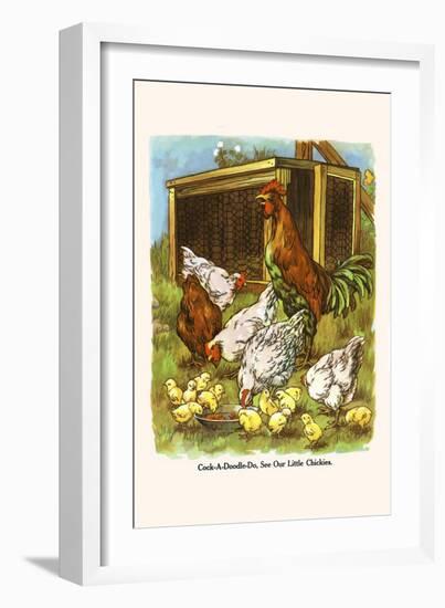 Cock-A-Doodle Do, See Our Chickens-Bird & Haumann-Framed Art Print