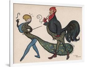 Cock and Peacock-E Stern-Framed Art Print