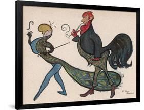 Cock and Peacock-E Stern-Framed Art Print