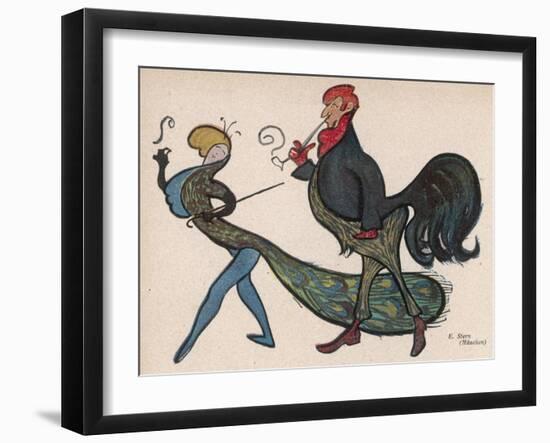 Cock and Peacock-E Stern-Framed Art Print