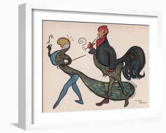 Cock and Peacock-E Stern-Framed Art Print