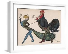 Cock and Peacock-E Stern-Framed Art Print