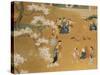 Cock Fight Beneath Cherry Tree Blossoms, 18th Century-null-Stretched Canvas