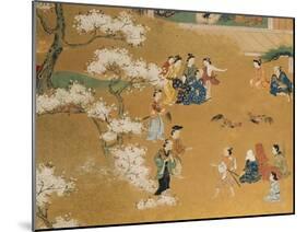 Cock Fight Beneath Cherry Tree Blossoms, 18th Century-null-Mounted Giclee Print