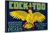 Cock-I-Too Pear Crate Label - Sacramento Valley, CA-Lantern Press-Stretched Canvas