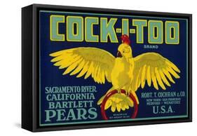 Cock-I-Too Pear Crate Label - Sacramento Valley, CA-Lantern Press-Framed Stretched Canvas