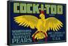 Cock-I-Too Pear Crate Label - Sacramento Valley, CA-Lantern Press-Framed Stretched Canvas