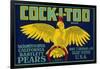 Cock-I-Too Pear Crate Label - Sacramento Valley, CA-Lantern Press-Framed Art Print