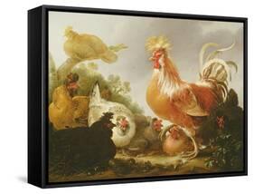 Cockerel and Hens in a Landscape, 1649-Gysbert Hondecoeter-Framed Stretched Canvas