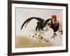 Cockerel, Hen and Chicks, 1892 (Hanging Scroll, Colored Lacquer on Prepared Paper)-Shibata Zeshin-Framed Giclee Print