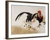 Cockerel, Hen and Chicks, 1892 (Hanging Scroll, Colored Lacquer on Prepared Paper)-Shibata Zeshin-Framed Giclee Print