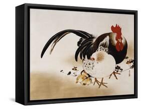 Cockerel, Hen and Chicks, 1892-Hashiguchi Goyo-Framed Stretched Canvas