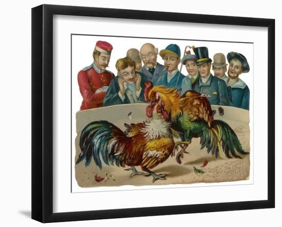 Cockfighting - Scrap-null-Framed Art Print