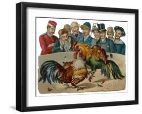 Cockfighting - Scrap-null-Framed Art Print