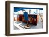 Cockpit inside a Boat with a Wood Wheel and Leather Chair.-Selenka-Framed Photographic Print