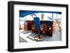 Cockpit inside a Boat with a Wood Wheel and Leather Chair.-Selenka-Framed Photographic Print