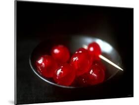 Cocktail Cherries in a Black Bowl-Michael Paul-Mounted Photographic Print