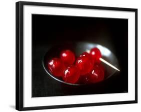 Cocktail Cherries in a Black Bowl-Michael Paul-Framed Photographic Print