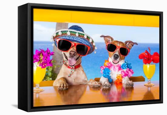 Cocktail Dogs-Javier Brosch-Framed Stretched Canvas