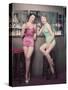 Cocktail Girls 1950s-Charles Woof-Stretched Canvas