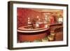 Cocktail Lounge with Curving Bar-null-Framed Art Print