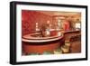 Cocktail Lounge with Curving Bar-null-Framed Art Print