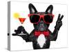 Cocktail Party Dog-Javier Brosch-Stretched Canvas
