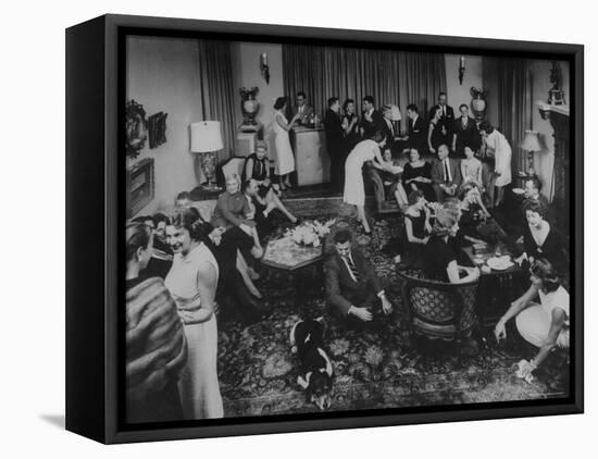 Cocktail Party in the Home of Mrs. R. Craig Montgomery-Yale Joel-Framed Stretched Canvas