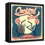 Cocktail Retro Poster-Ayeshstockphoto-Framed Stretched Canvas