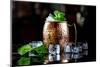 Cocktail with Ice, in a Copper Mug on a Black Background.-Milanchikov Sergey-Mounted Photographic Print