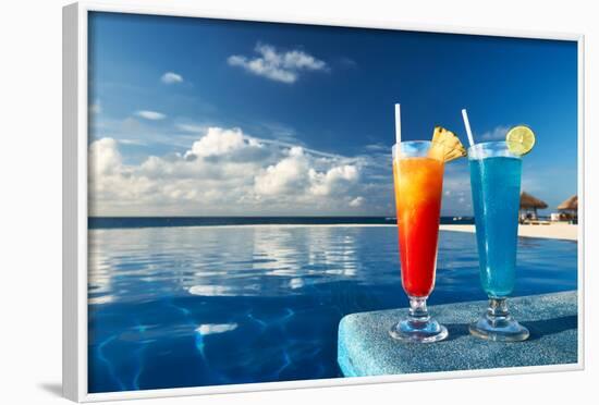 Cocktails Near The Swimming Pool-haveseen-Framed Photographic Print