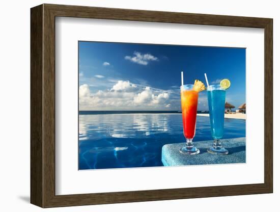 Cocktails Near The Swimming Pool-haveseen-Framed Photographic Print