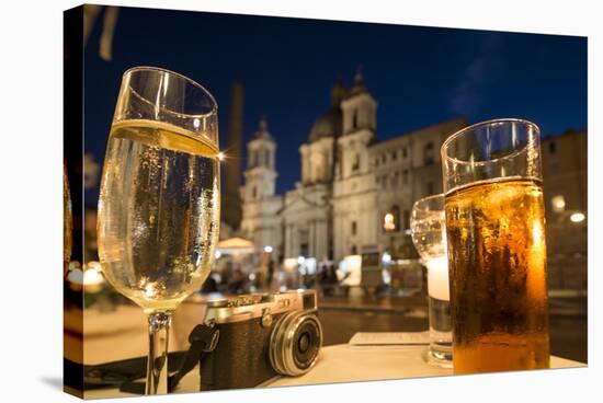 Cocktails on a Restaurant Table, Piazza Navona, Rome, Lazio, Italy, Europe-Ben Pipe-Stretched Canvas