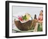 Coconut Drink with Pineapple, Cocktail Cherry and Orchid-Foodcollection-Framed Photographic Print