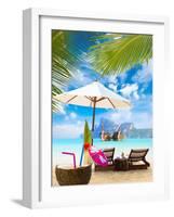 Coconut on the Beach in Phi Phi Island Thailand-Netfalls-Framed Photographic Print