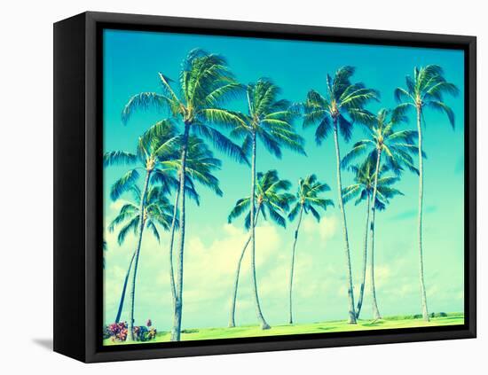Coconut Palm Trees in Hawaii (Vintage Style)-EllenSmile-Framed Stretched Canvas
