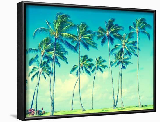 Coconut Palm Trees in Hawaii (Vintage Style)-EllenSmile-Framed Photographic Print