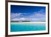 Coconut palm trees line the beach on One Foot Island, Aitutaki, Cook Islands, South Pacific Islands-Michael Nolan-Framed Photographic Print