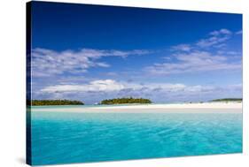 Coconut palm trees line the beach on One Foot Island, Aitutaki, Cook Islands, South Pacific Islands-Michael Nolan-Stretched Canvas