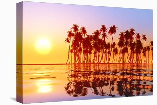 Coconut Palms at Sunset-lekcej-Stretched Canvas