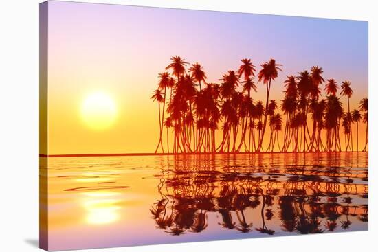 Coconut Palms at Sunset-lekcej-Stretched Canvas
