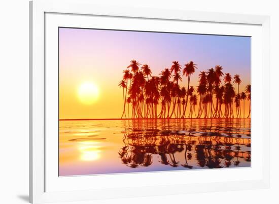 Coconut Palms at Sunset-lekcej-Framed Photographic Print