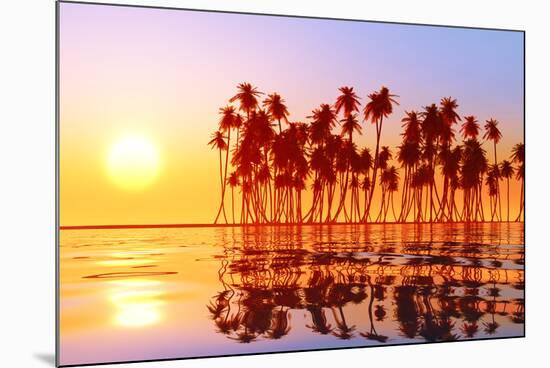 Coconut Palms at Sunset-lekcej-Mounted Photographic Print